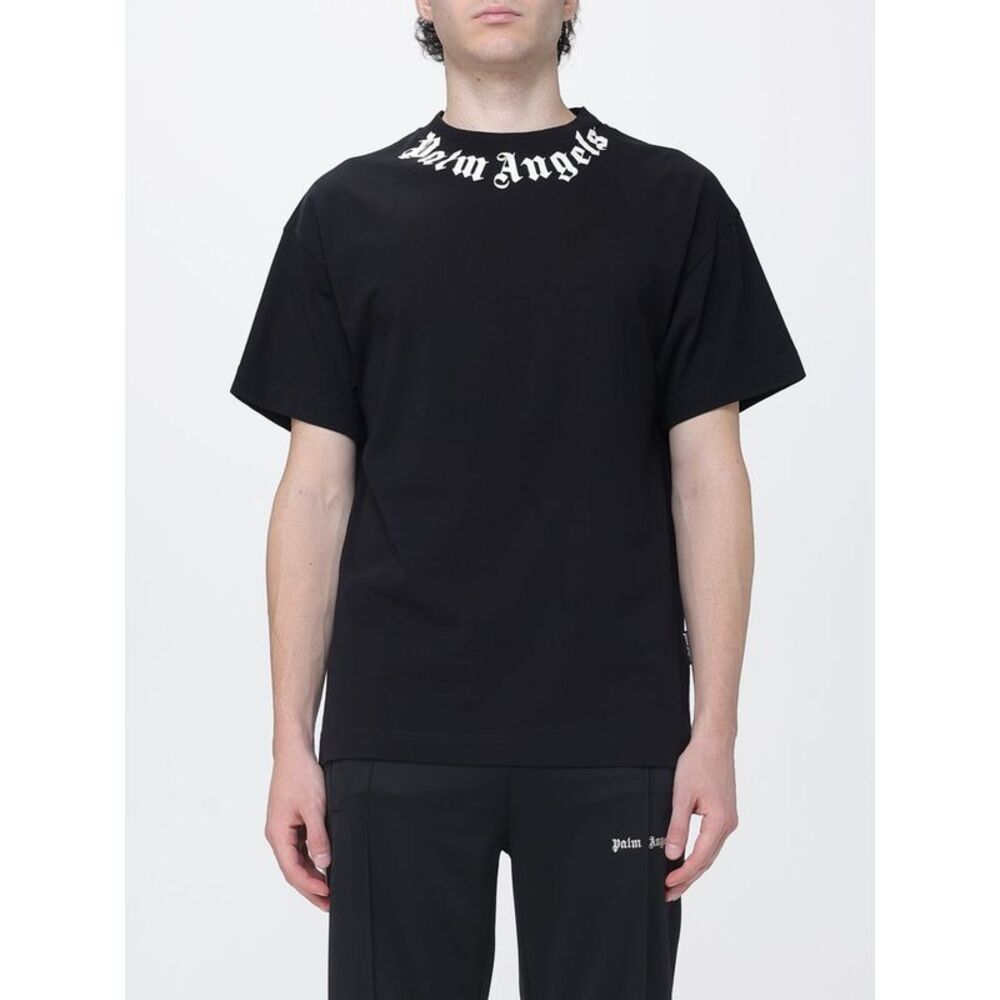 Palm Angels Cotton T-Shirt With Printed Logo And Dropped Shoulders
